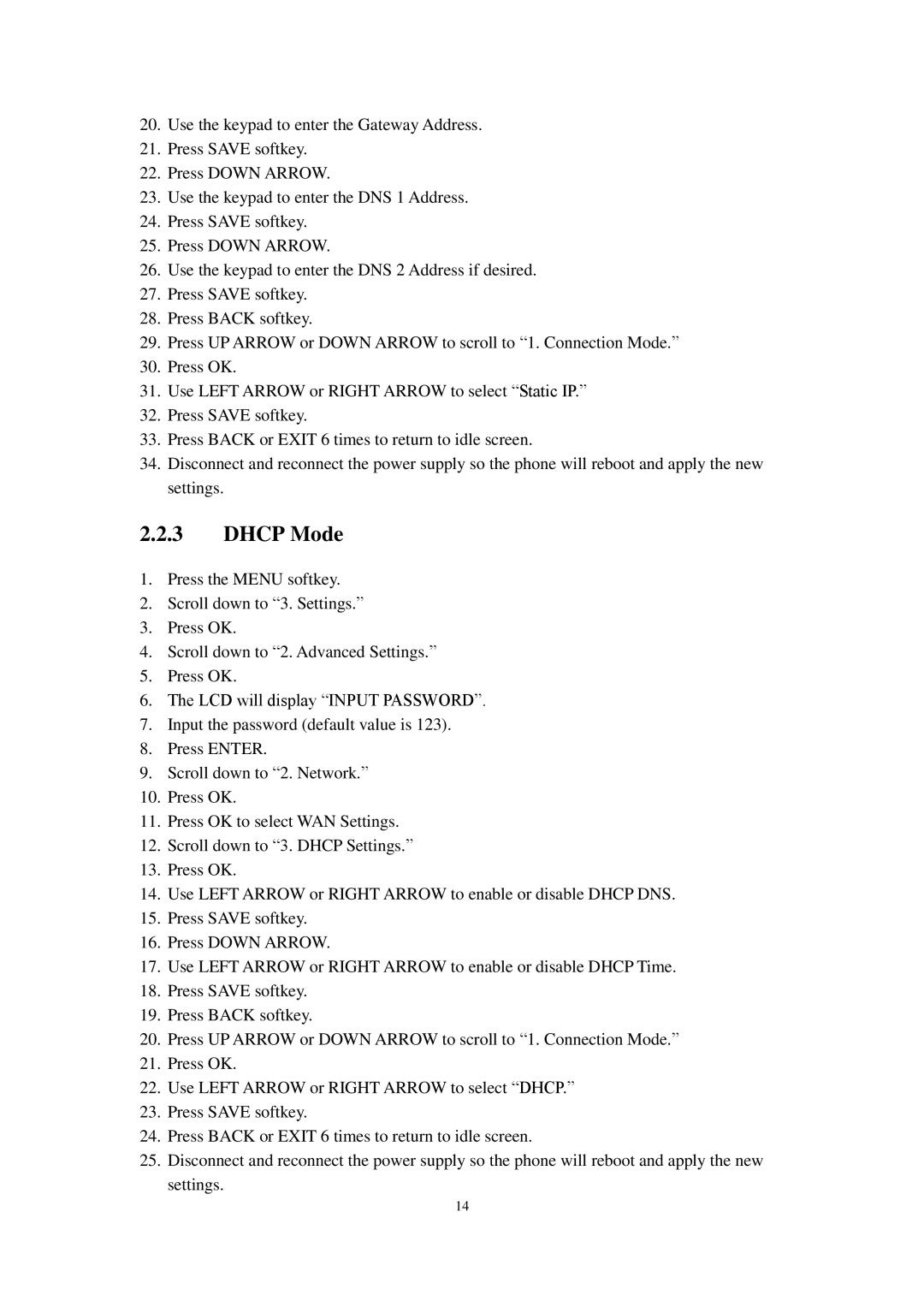 Cortelco C62 user manual Dhcp Mode 