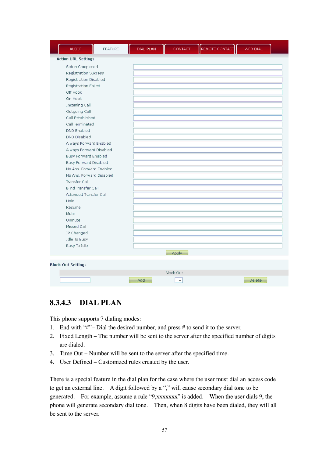 Cortelco C62 user manual Dial Plan 