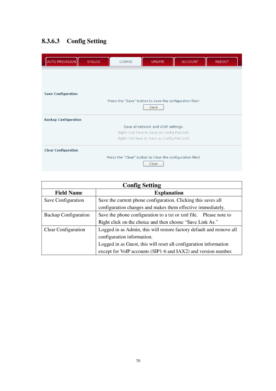 Cortelco C62 user manual Config Setting 