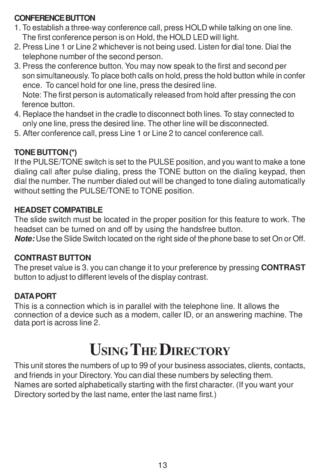 Cortelco Colleague instruction manual Using the Directory 