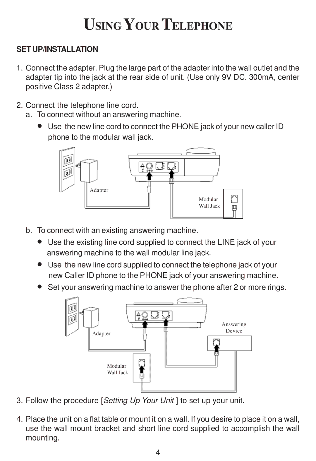 Cortelco Colleague instruction manual Using Your Telephone, Set Up/Installation 