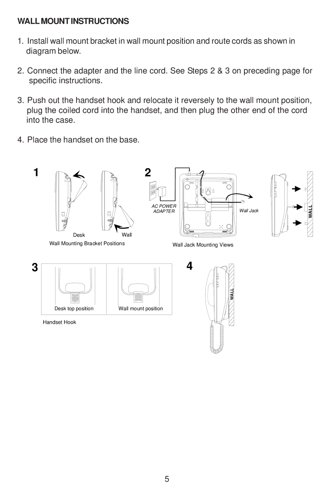 Cortelco Colleague instruction manual Wall Mount Instructions 