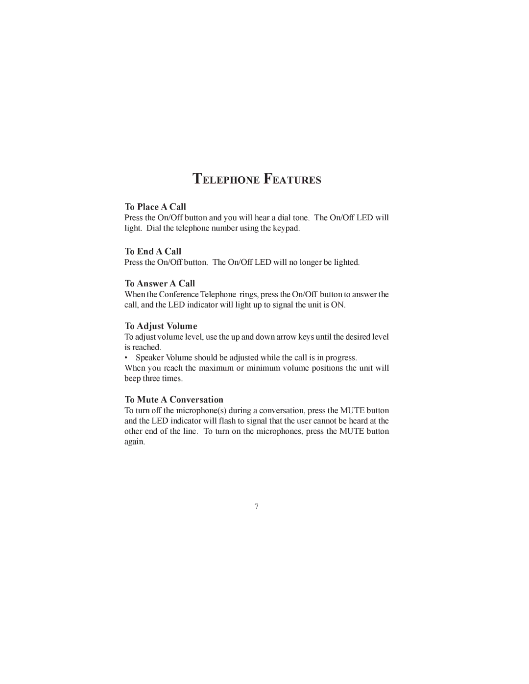 Cortelco CONF410PAK instruction manual Telephone Features 