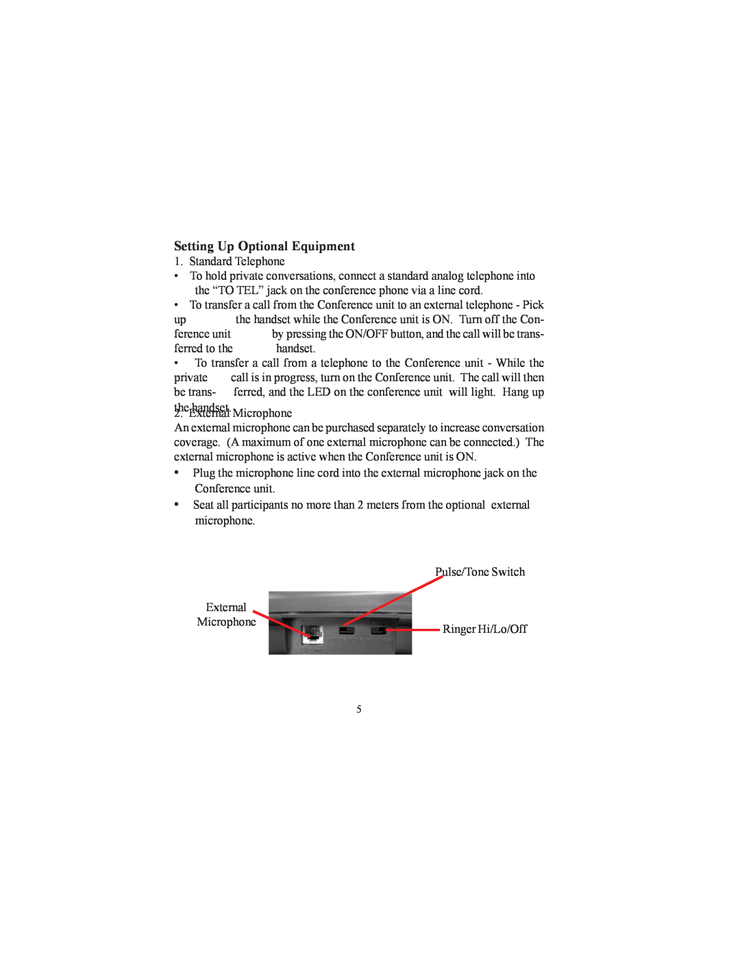 Cortelco CONF410PAK instruction manual Setting Up Optional Equipment 