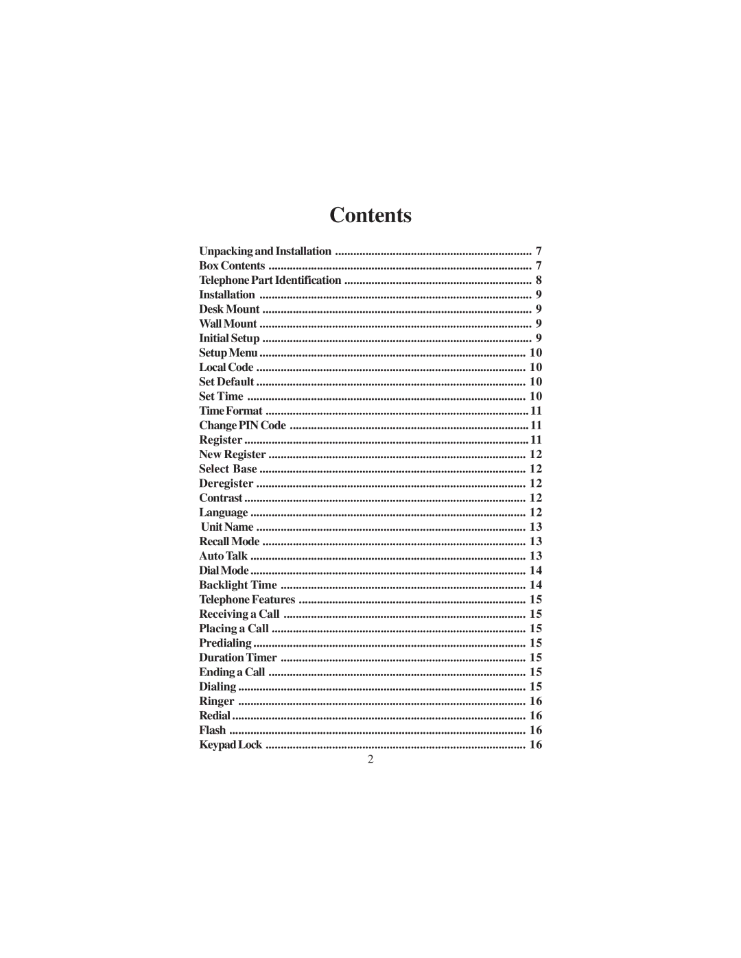 Cortelco DECT 6 instruction manual Contents 