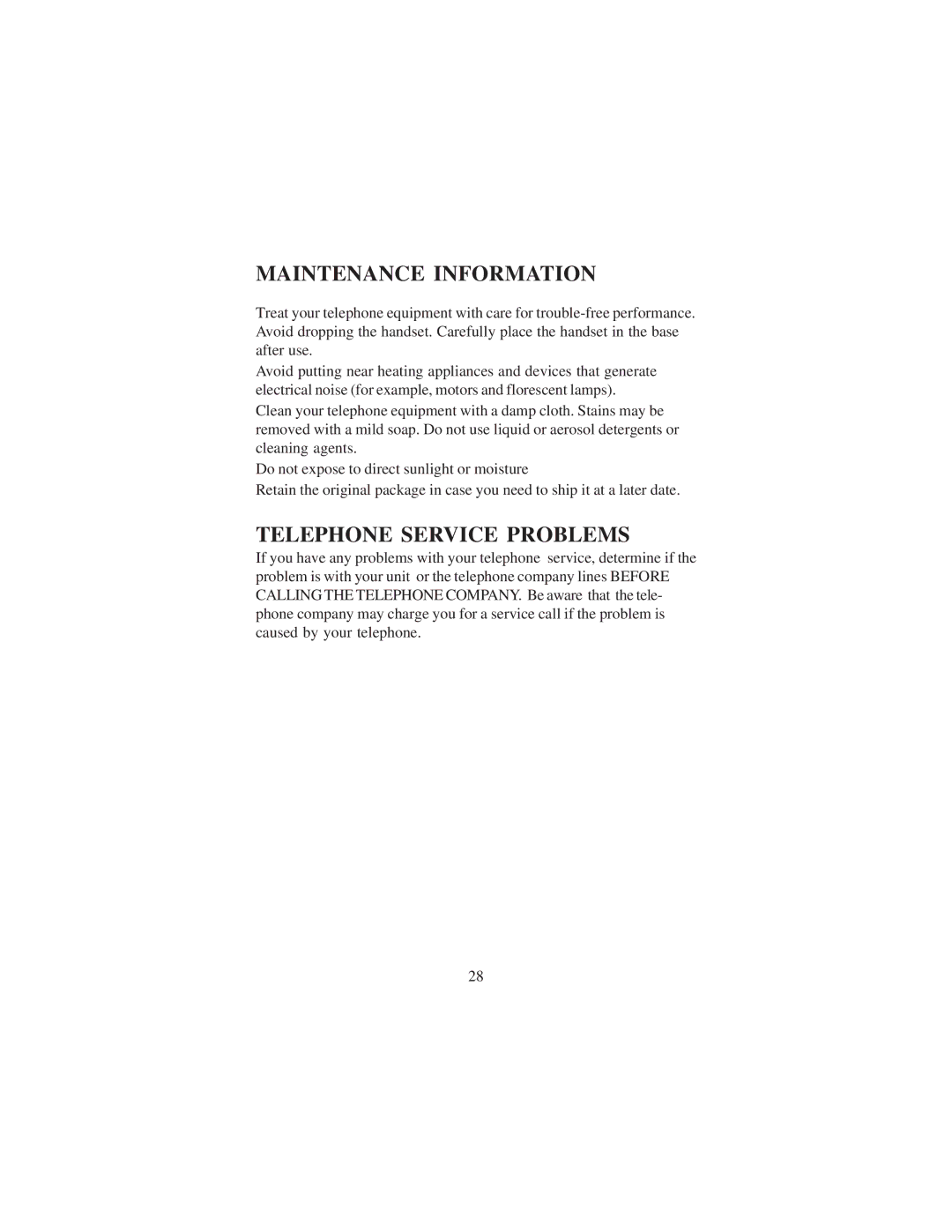 Cortelco DECT 6 instruction manual Maintenance Information 