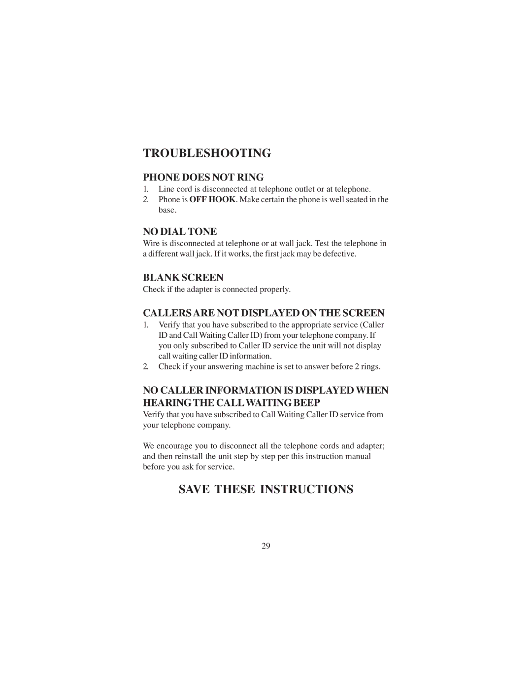 Cortelco DECT 6 instruction manual Troubleshooting 