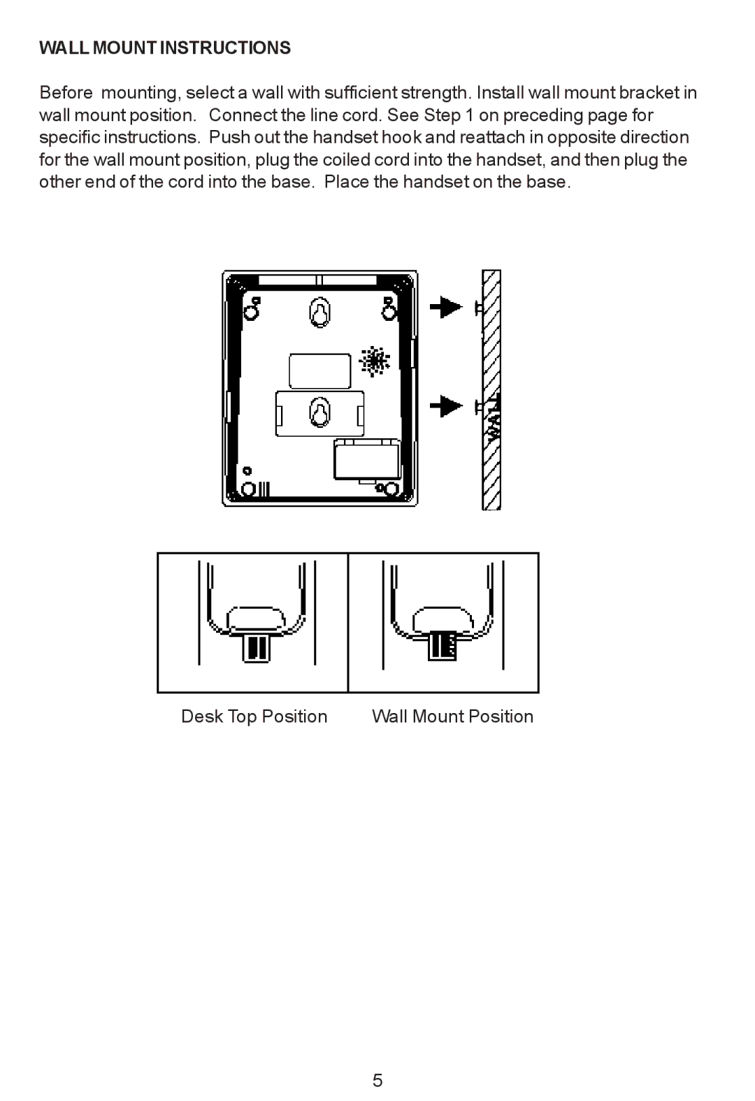 Cortelco ez TOUCH instruction manual Wall Mount Instructions 