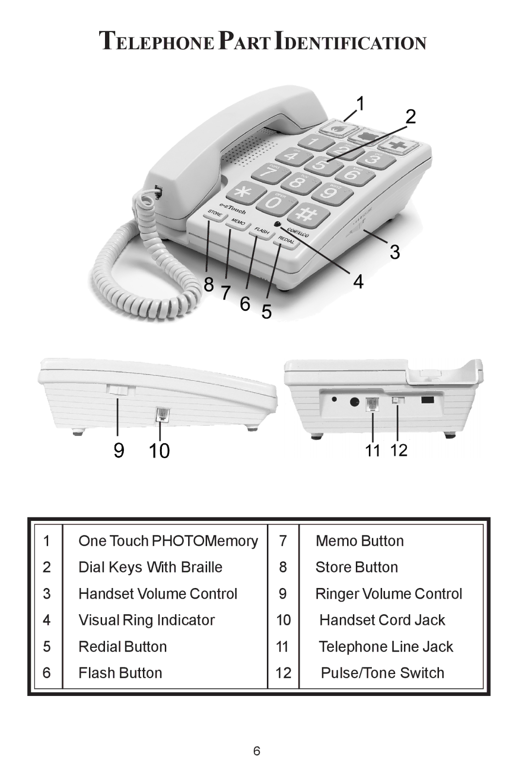 Cortelco ez TOUCH instruction manual Telephone Part Identification 