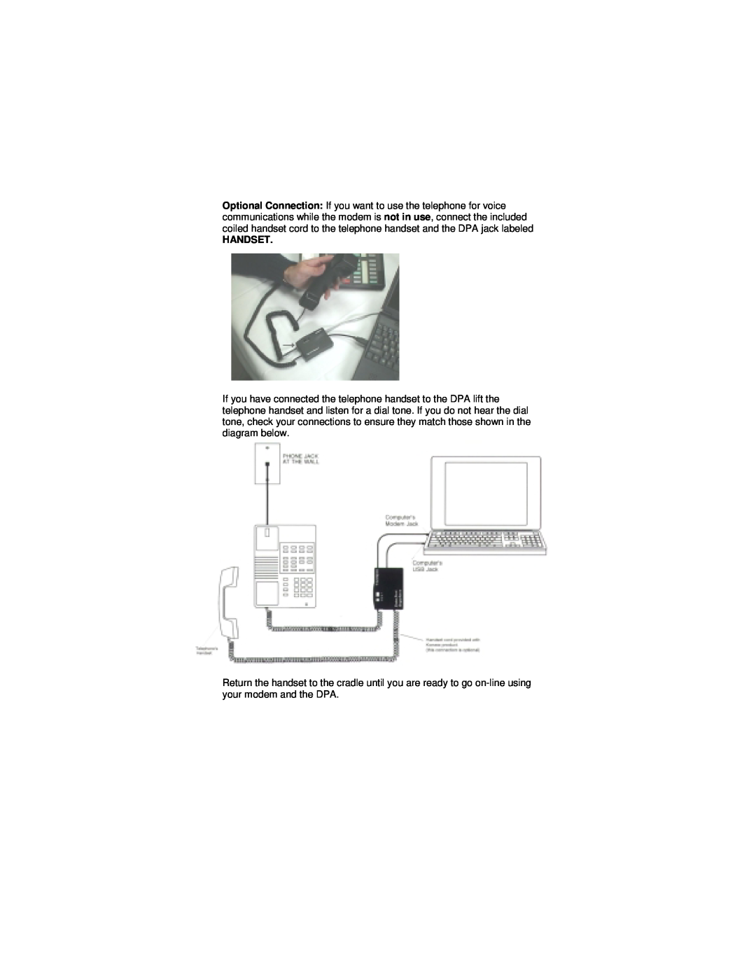 Cortelco network adaptor setup guide Handset 