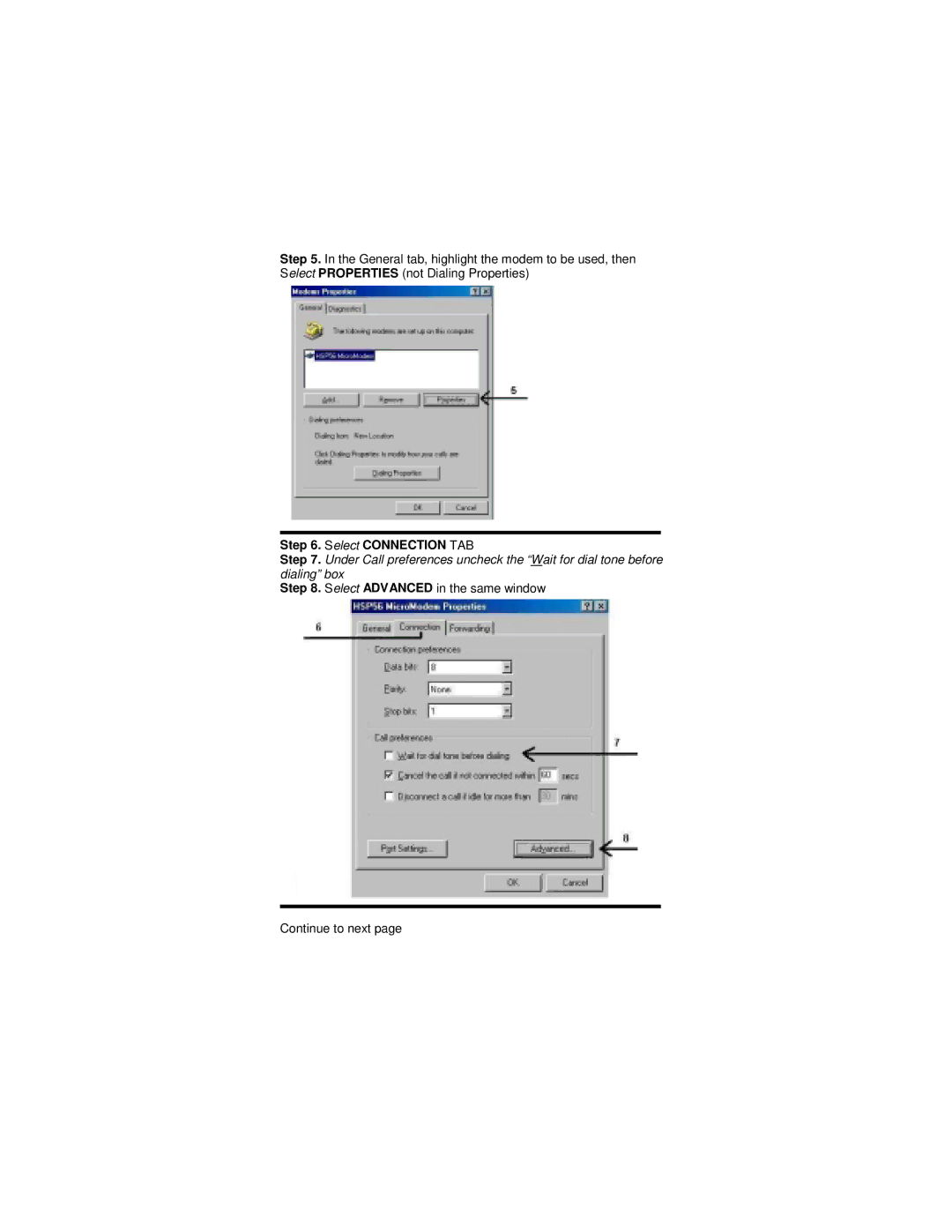 Cortelco network adaptor setup guide Select Connection TAB 