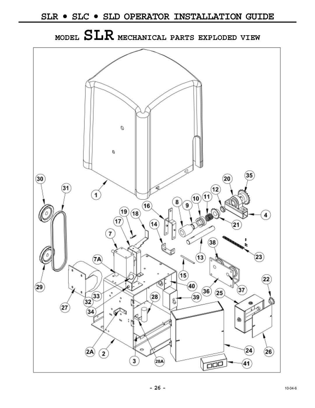 Cosco SLC, SLD manual Model SLR Mechanical Parts Exploded View 