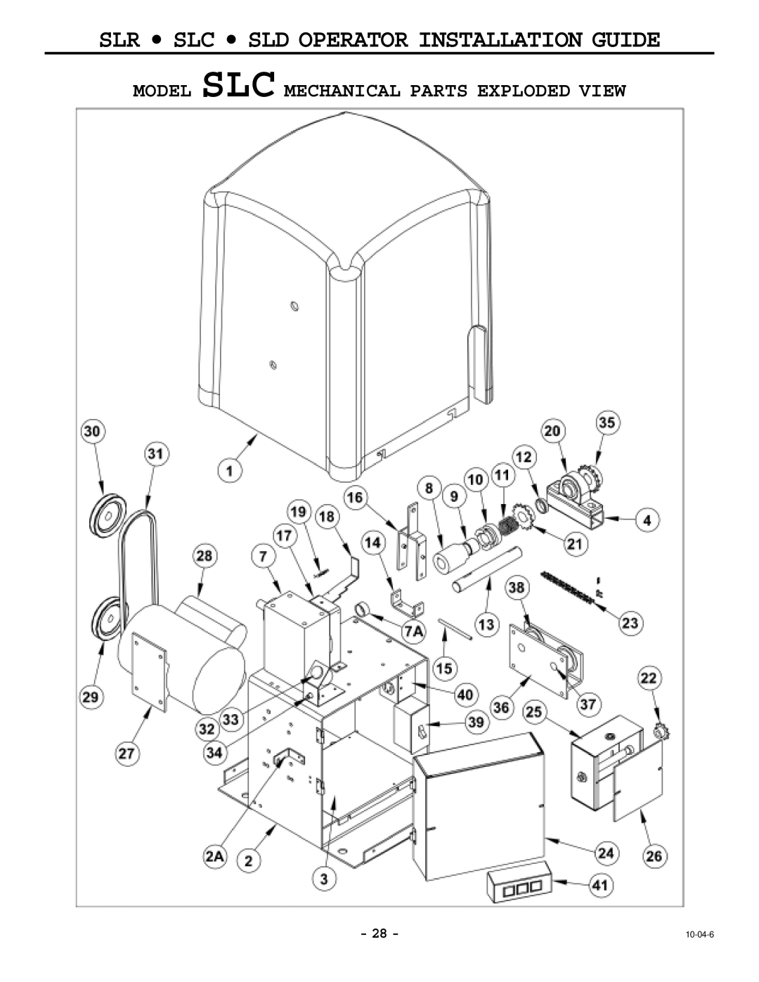 Cosco SLD, SLR manual Model SLC Mechanical Parts Exploded View 