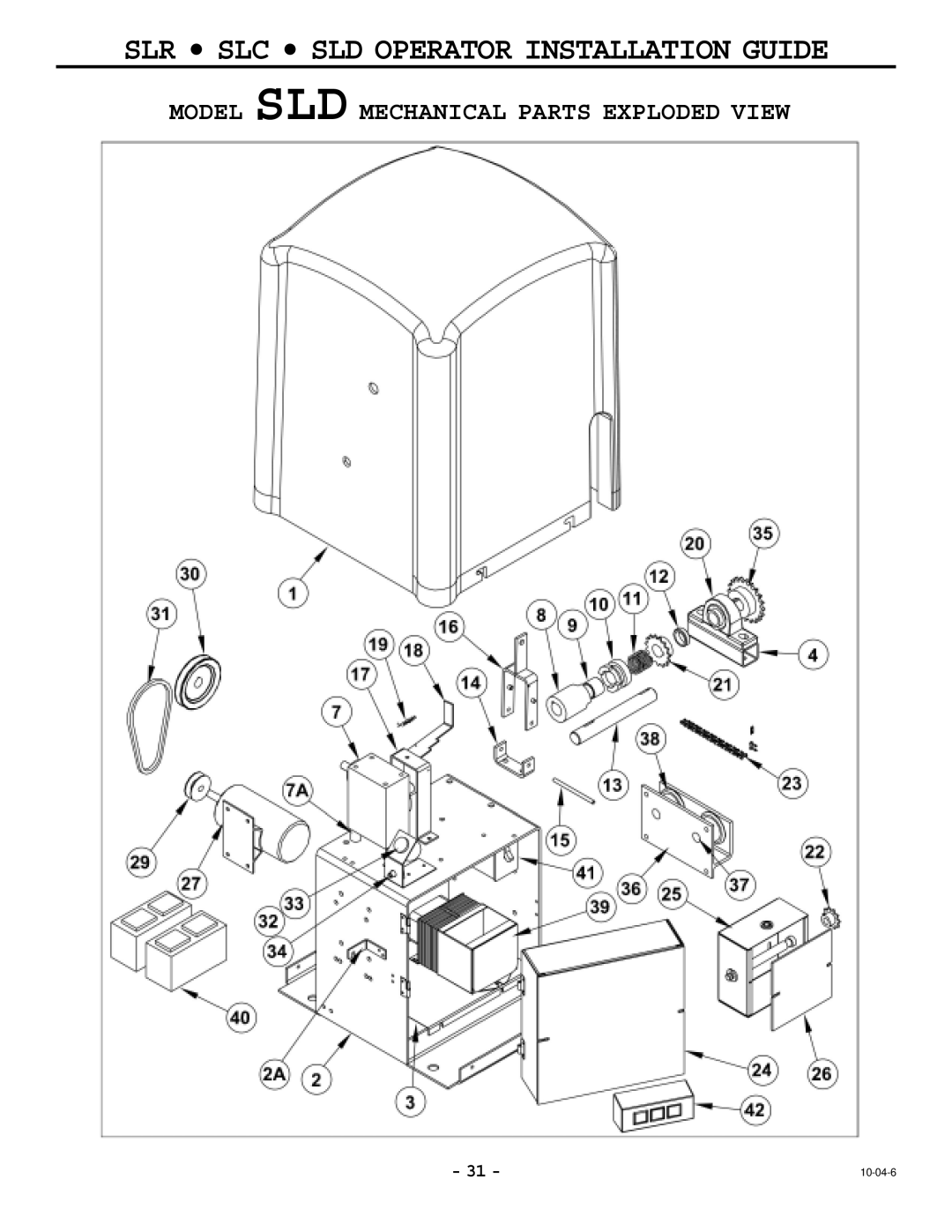 Cosco SLR, SLC manual Model SLD Mechanical Parts Exploded View 