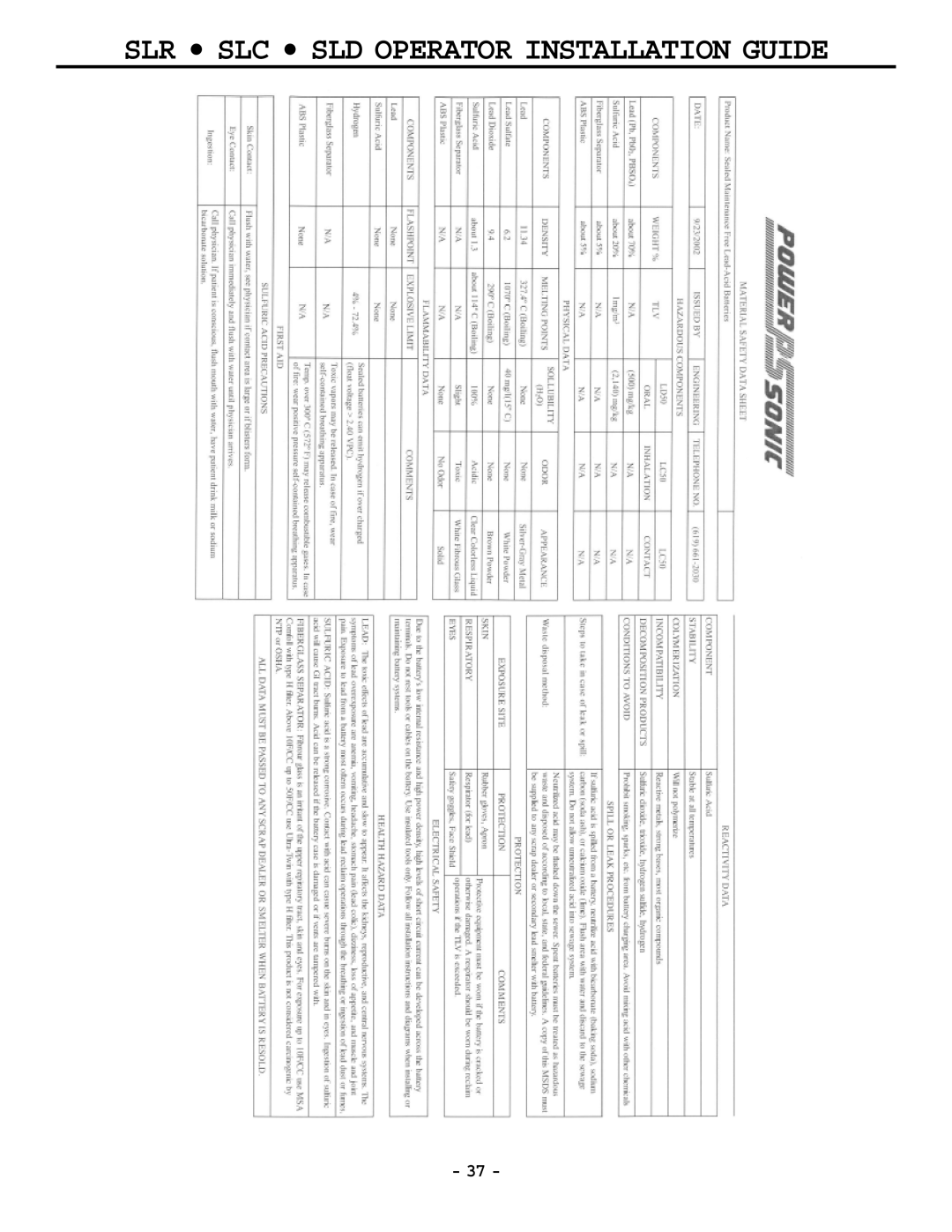 Cosco manual SLR SLC SLD Operator Installation Guide 