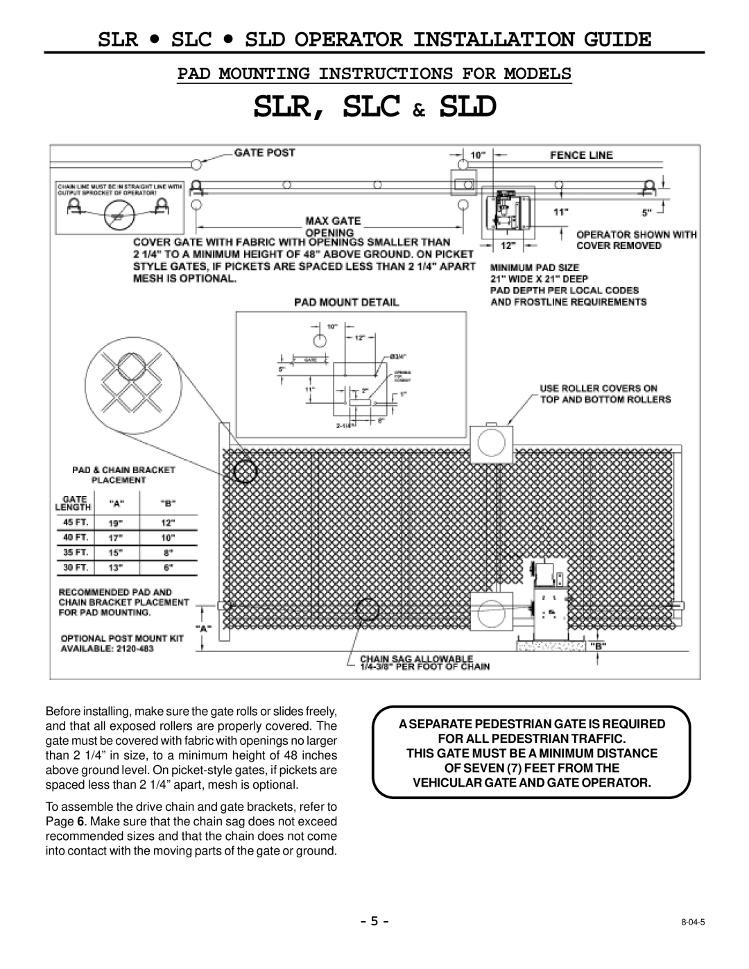 Cosco SLC, SLR, SLD manual Slr, Slc & Sld, PAD Mounting Instructions for Models 