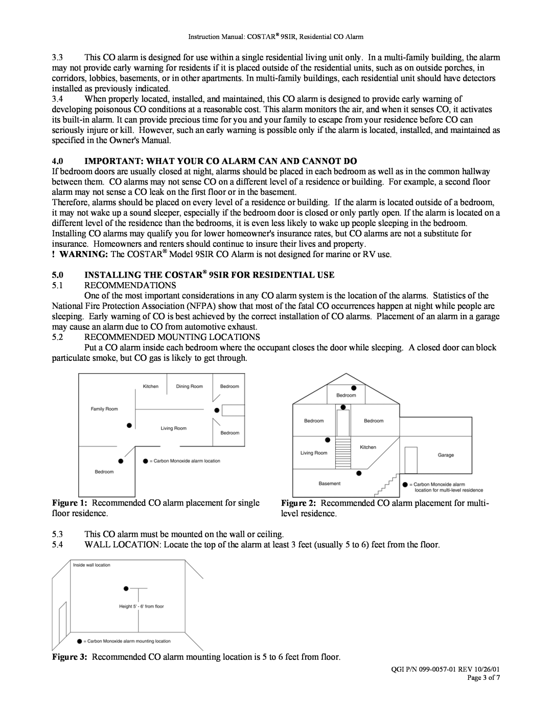 Costar owner manual 5.0INSTALLING THE COSTAR 9SIR FOR RESIDENTIAL USE 