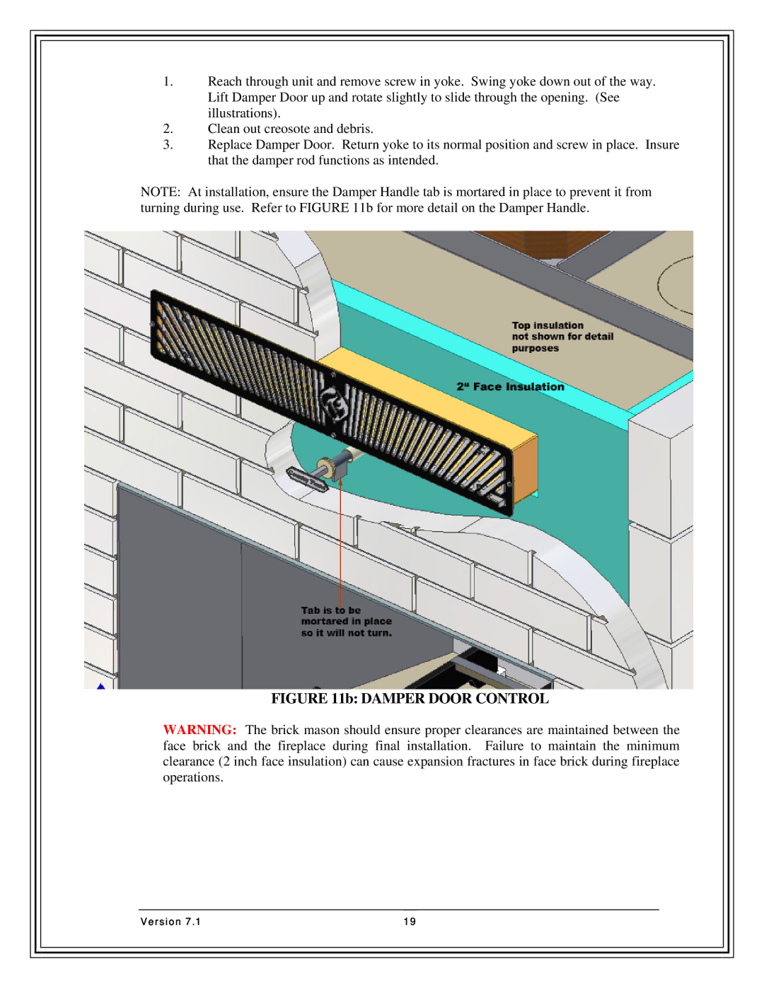 Country Flame FP42, FP37, Fireplace FP33 manual Damper Door Control 