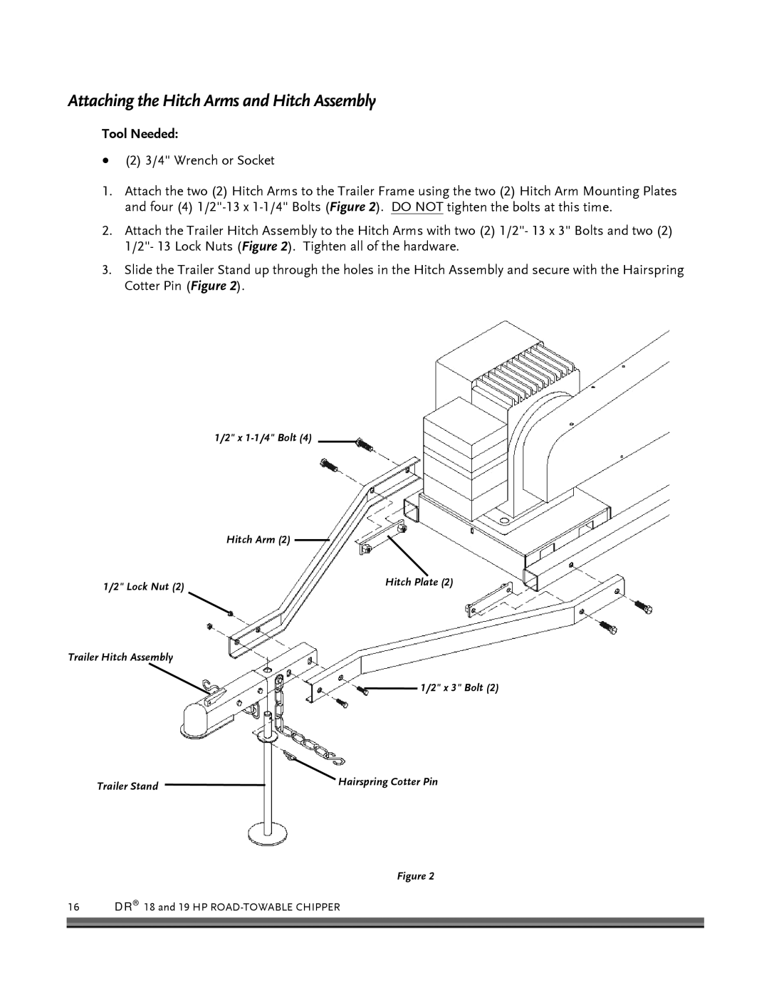 Country Home Products 19HP, 18 HP manual Attaching the Hitch Arms and Hitch Assembly 