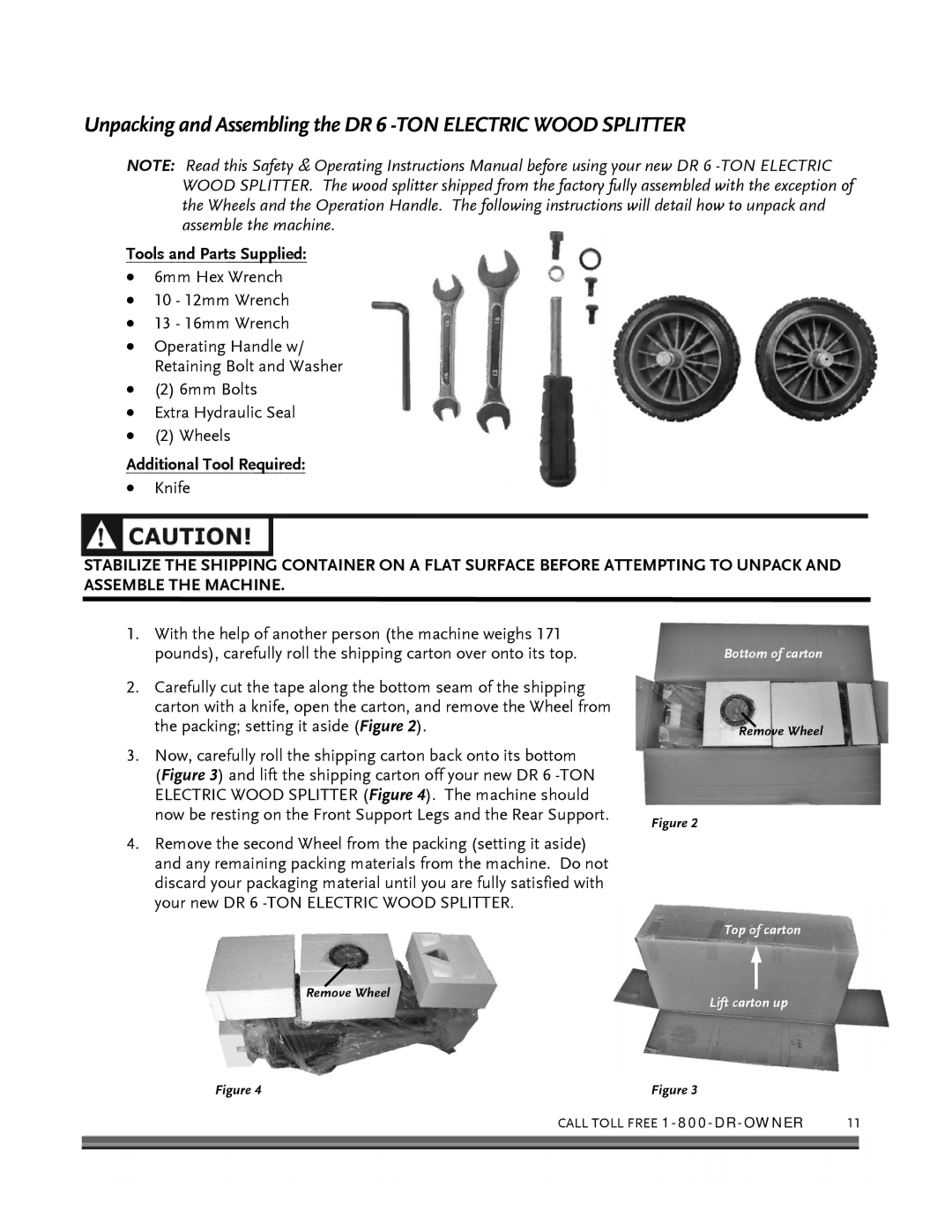 Country Home Products 6-TON operating instructions Tools and Parts Supplied, Additional Tool Required 