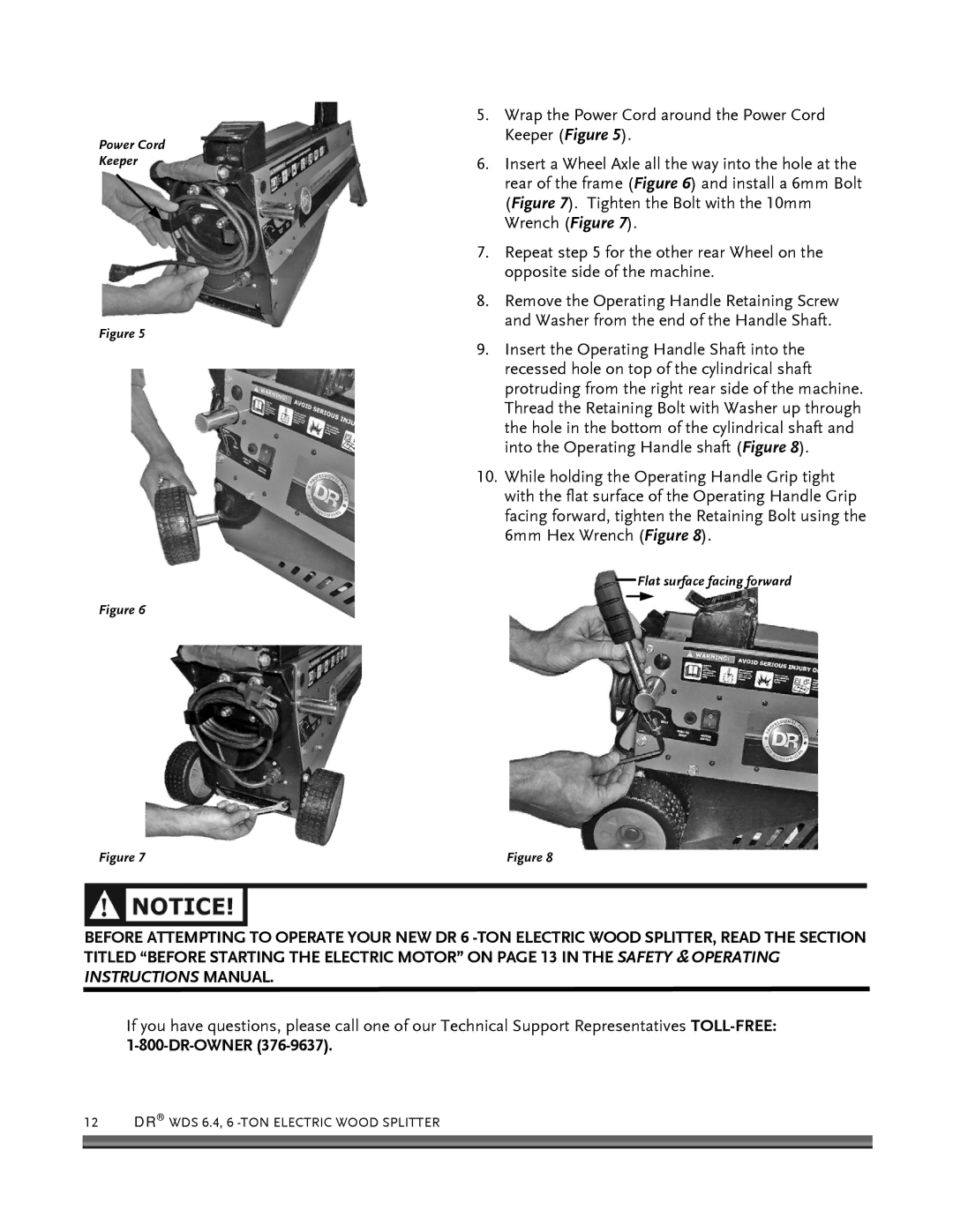 Country Home Products 6-TON operating instructions Flat surface facing forward 