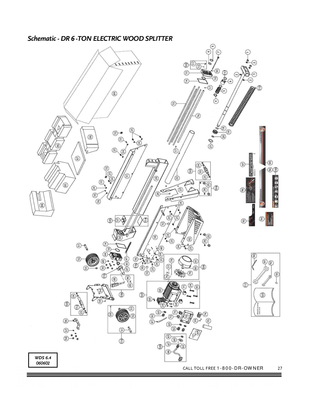 Country Home Products 6-TON operating instructions Schematic DR 6 -TON Electric Wood Splitter 