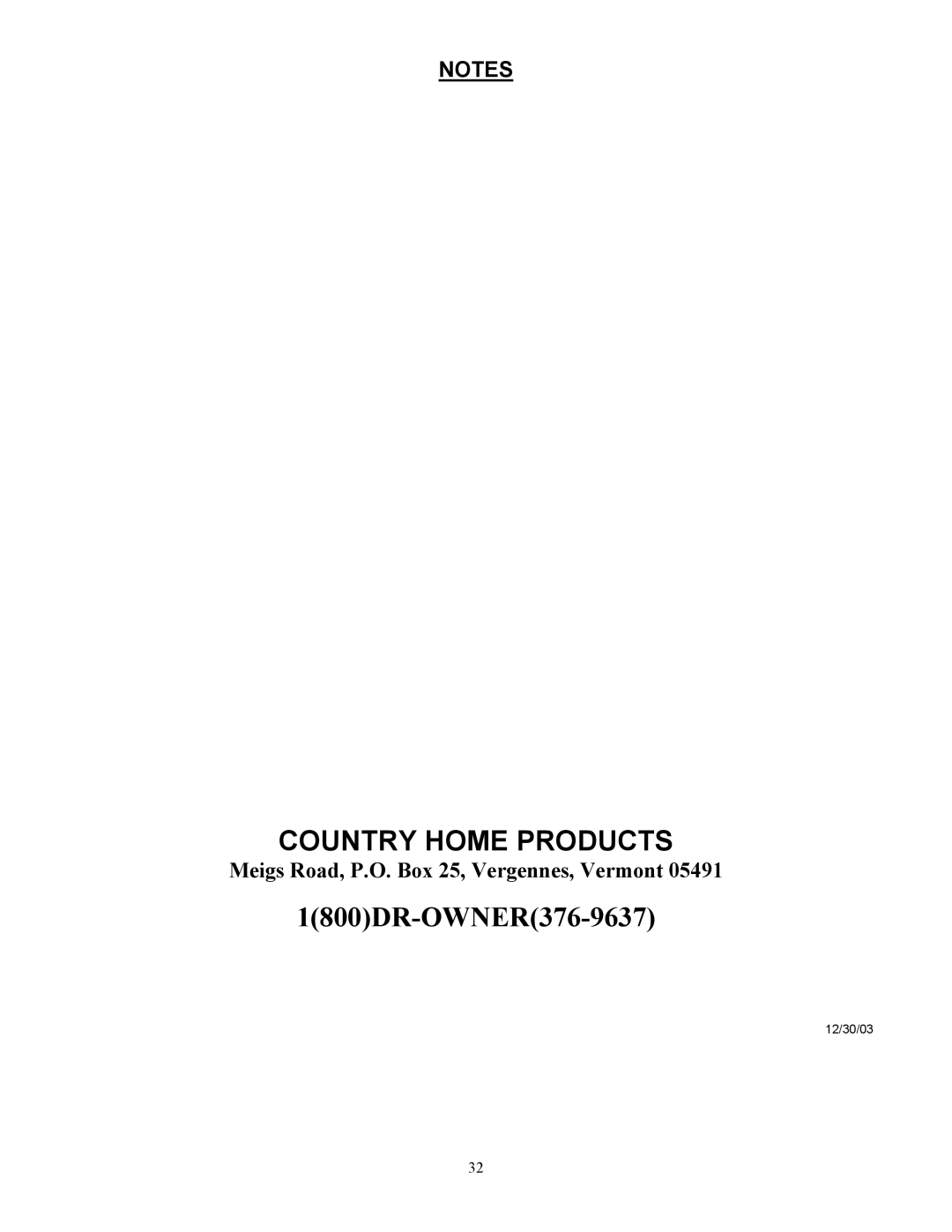 Country Home Products C123E-CHP instruction manual Country Home Products 