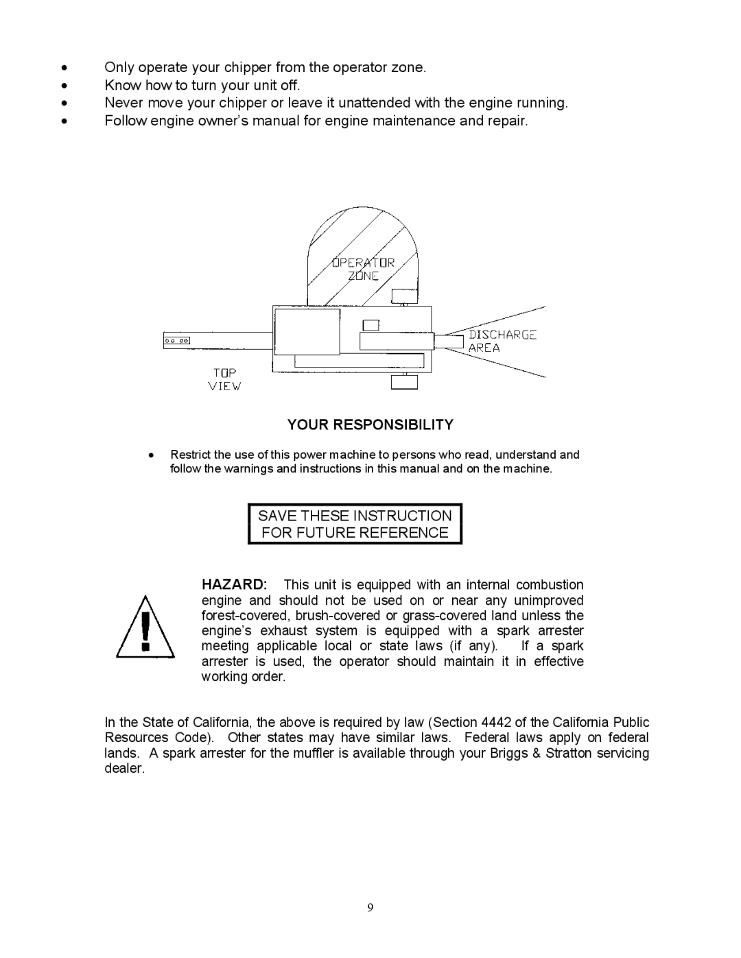 Country Home Products C123E-CHP instruction manual Your Responsibility, Save These Instruction For Future Reference 