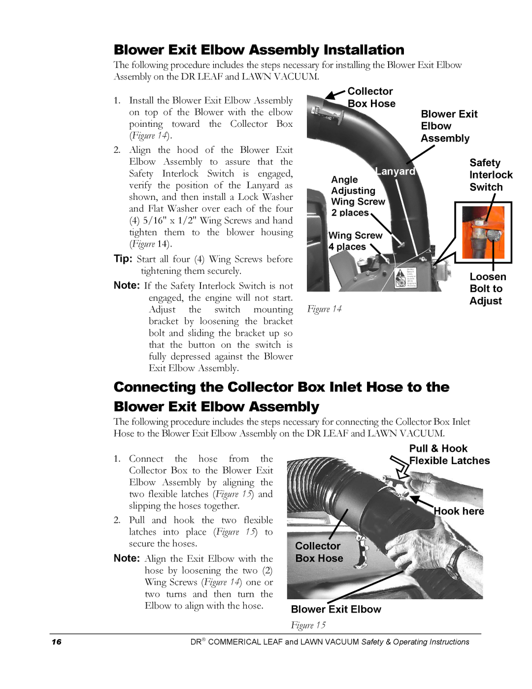 Country Home Products DR manual Blower Exit Elbow Assembly Installation 