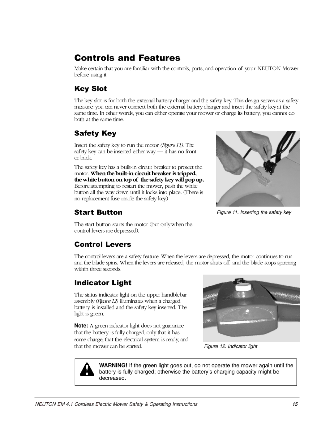 Country Home Products EM 4.1 operating instructions Controls and Features 