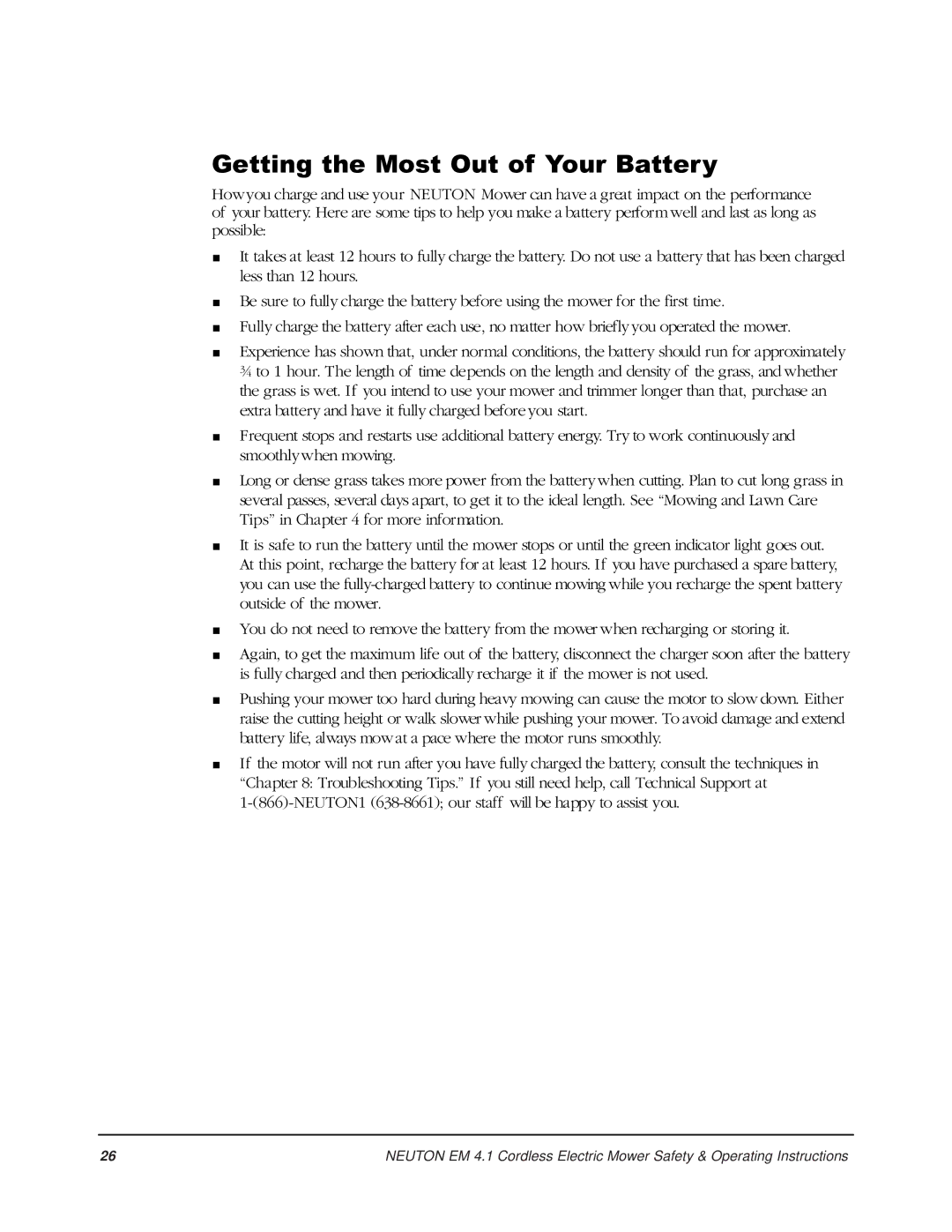 Country Home Products EM 4.1 operating instructions Getting the Most Out of Your Battery 