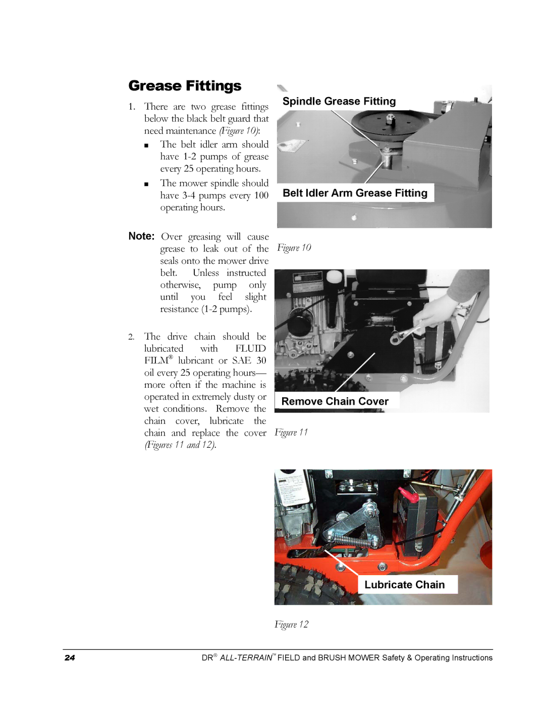 Country Home Products FIELD and BRUSH MOWER Grease Fittings, Spindle Grease Fitting Belt Idler Arm Grease Fitting 