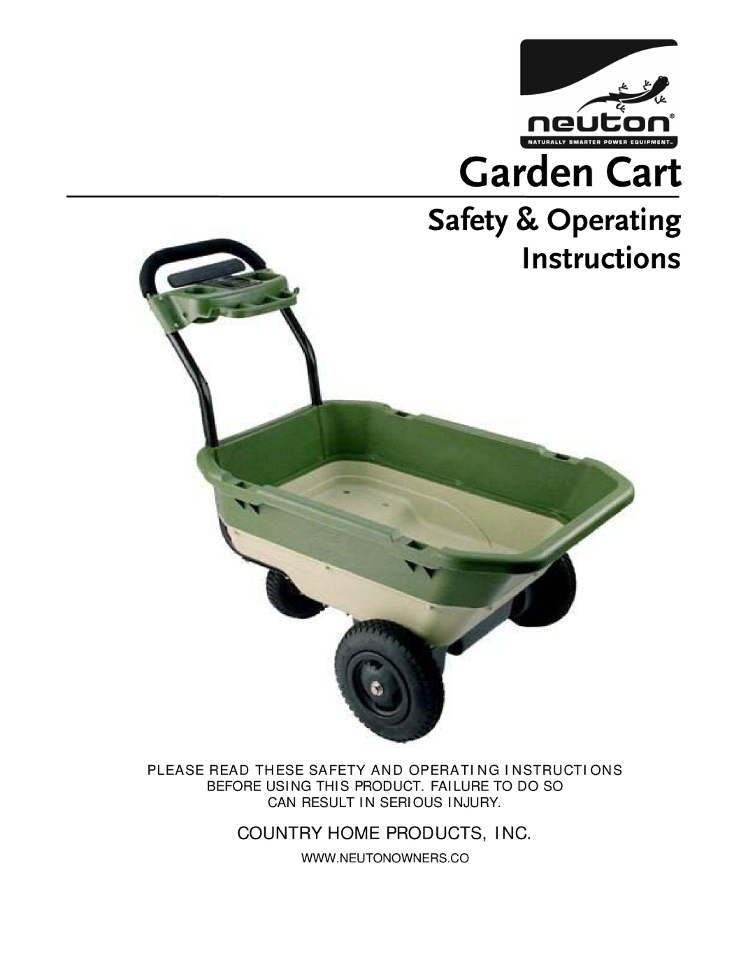 Country Home Products Garden Cart operating instructions 