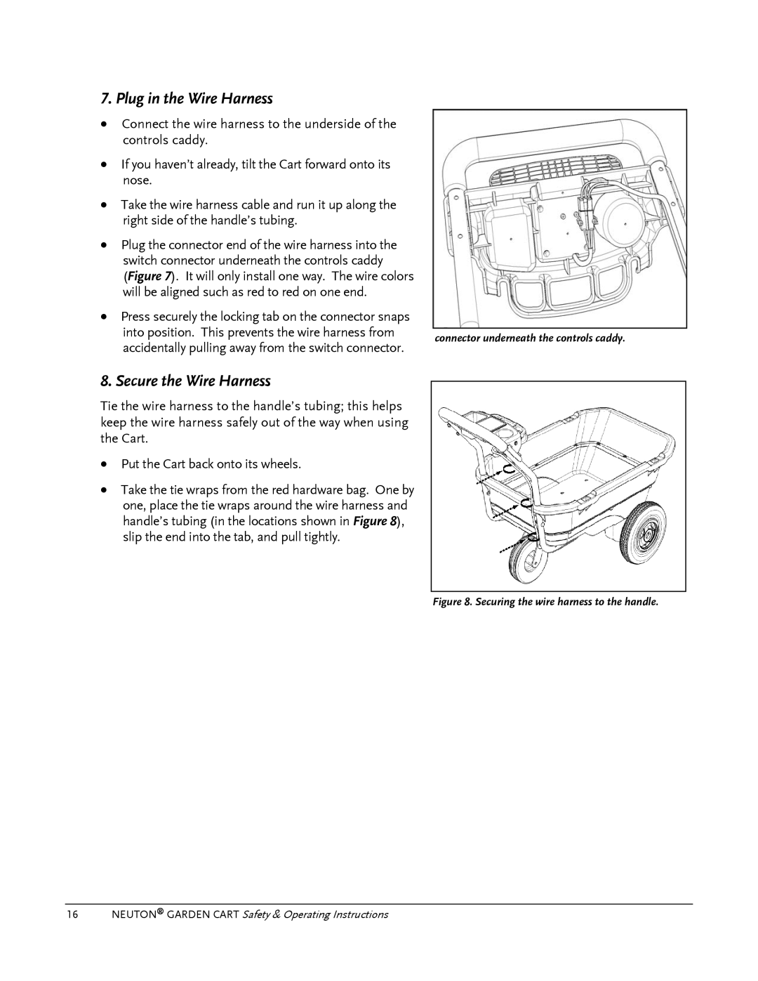 Country Home Products Garden Cart operating instructions Plug in the Wire Harness 