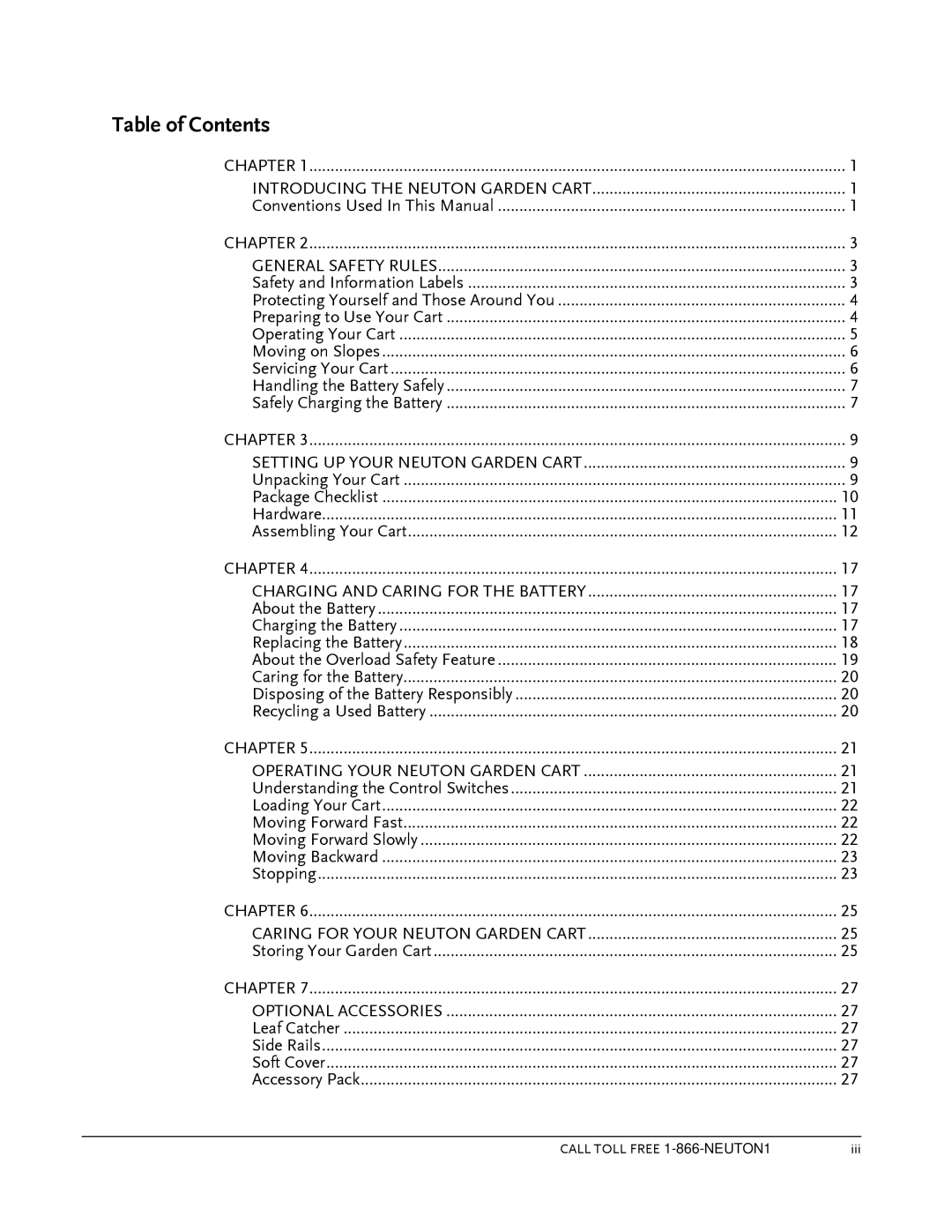 Country Home Products Garden Cart operating instructions Table of Contents 