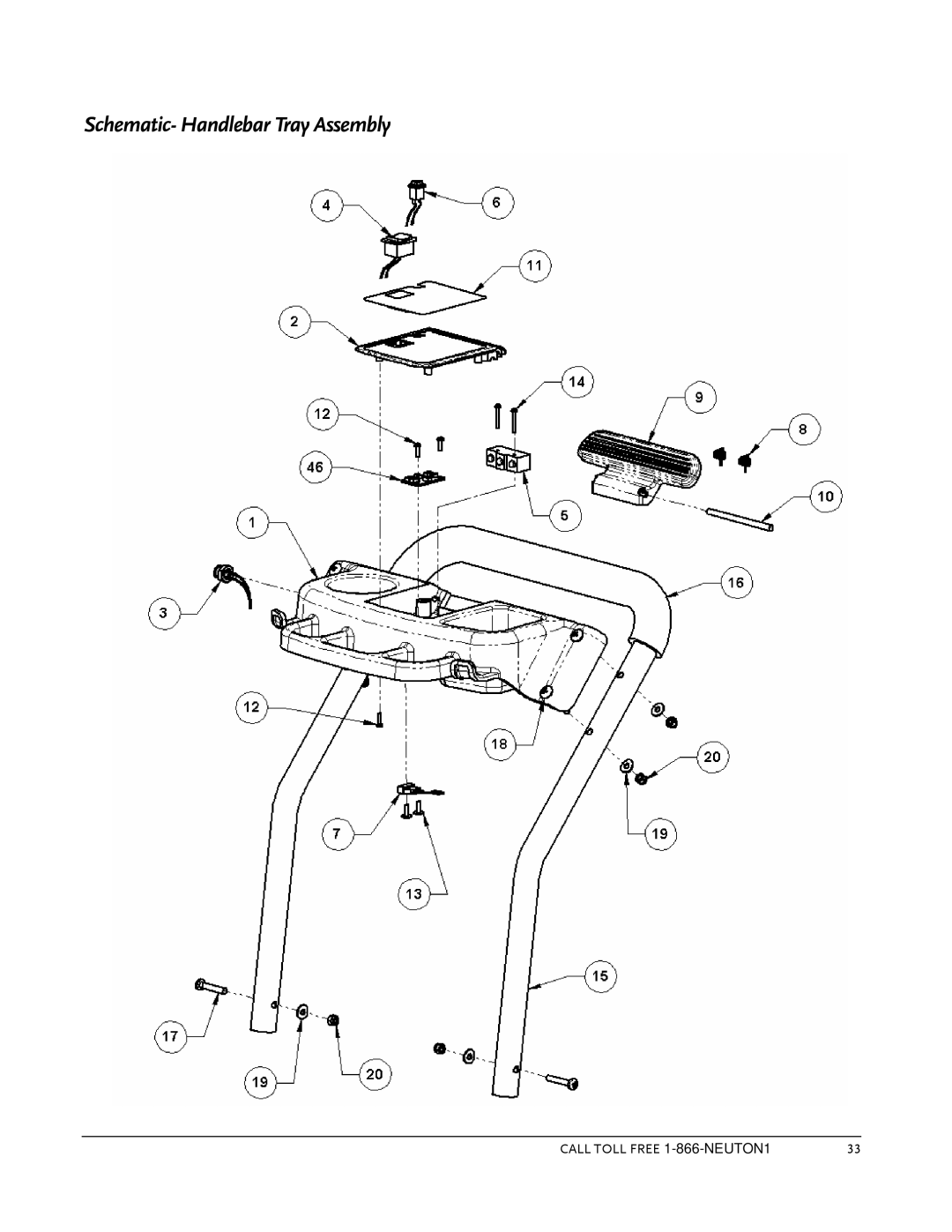 Country Home Products Garden Cart operating instructions Schematic- Handlebar Tray Assembly 