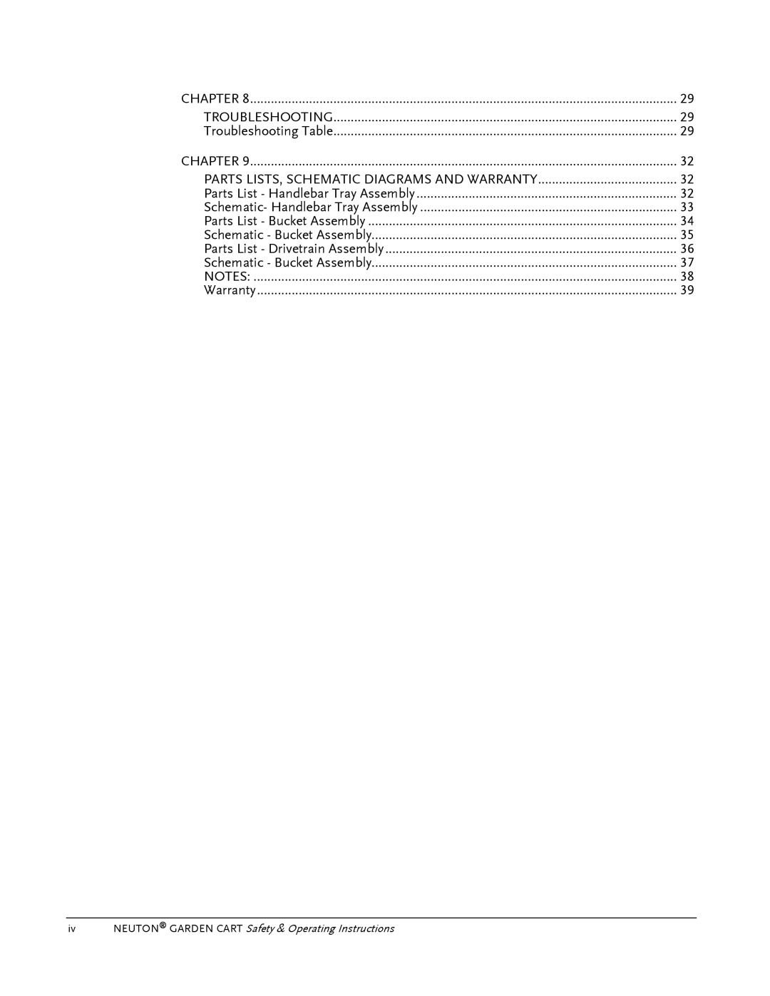 Country Home Products Garden Cart operating instructions Parts LISTS, Schematic Diagrams and Warranty 