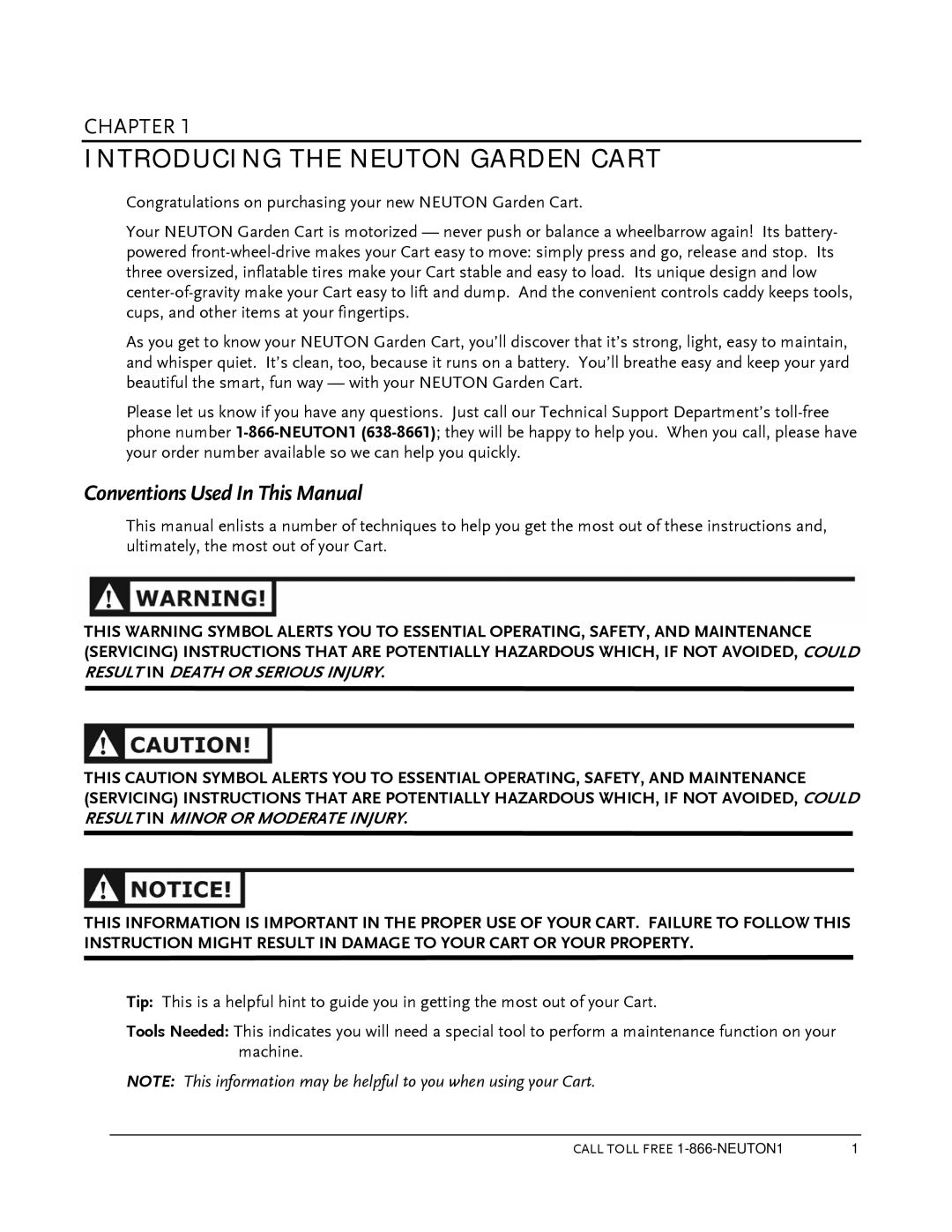 Country Home Products operating instructions Introducing the Neuton Garden Cart, Conventions Used In This Manual 