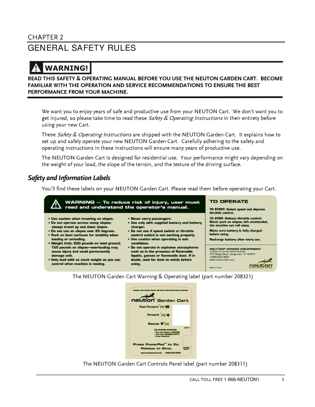 Country Home Products Garden Cart operating instructions General Safety Rules, Safety and Information Labels 