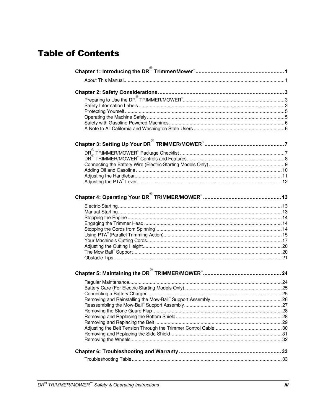 Country Home Products Men's Trimmer operating instructions Table of Contents 