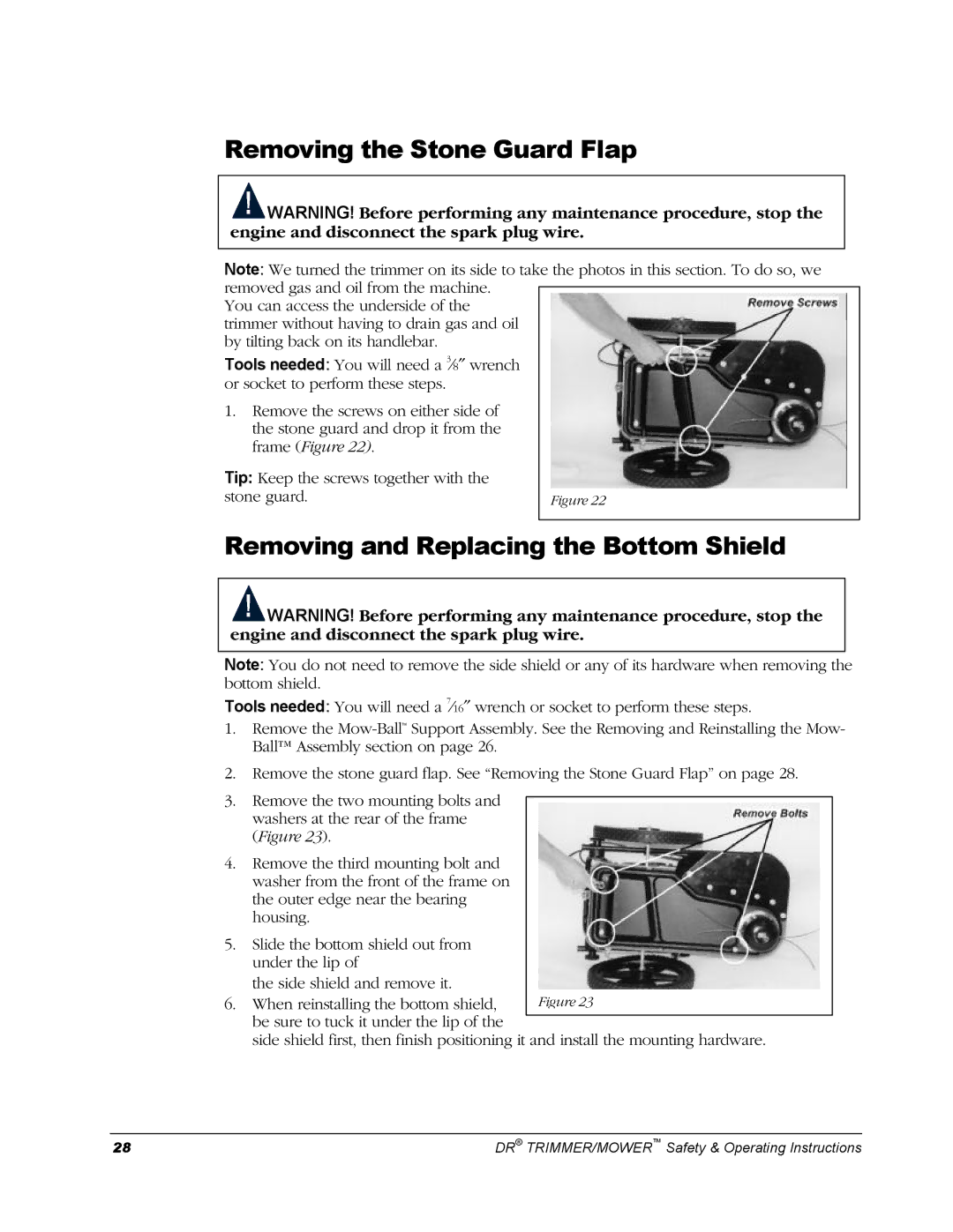 Country Home Products Men's Trimmer Removing the Stone Guard Flap, Removing and Replacing the Bottom Shield 