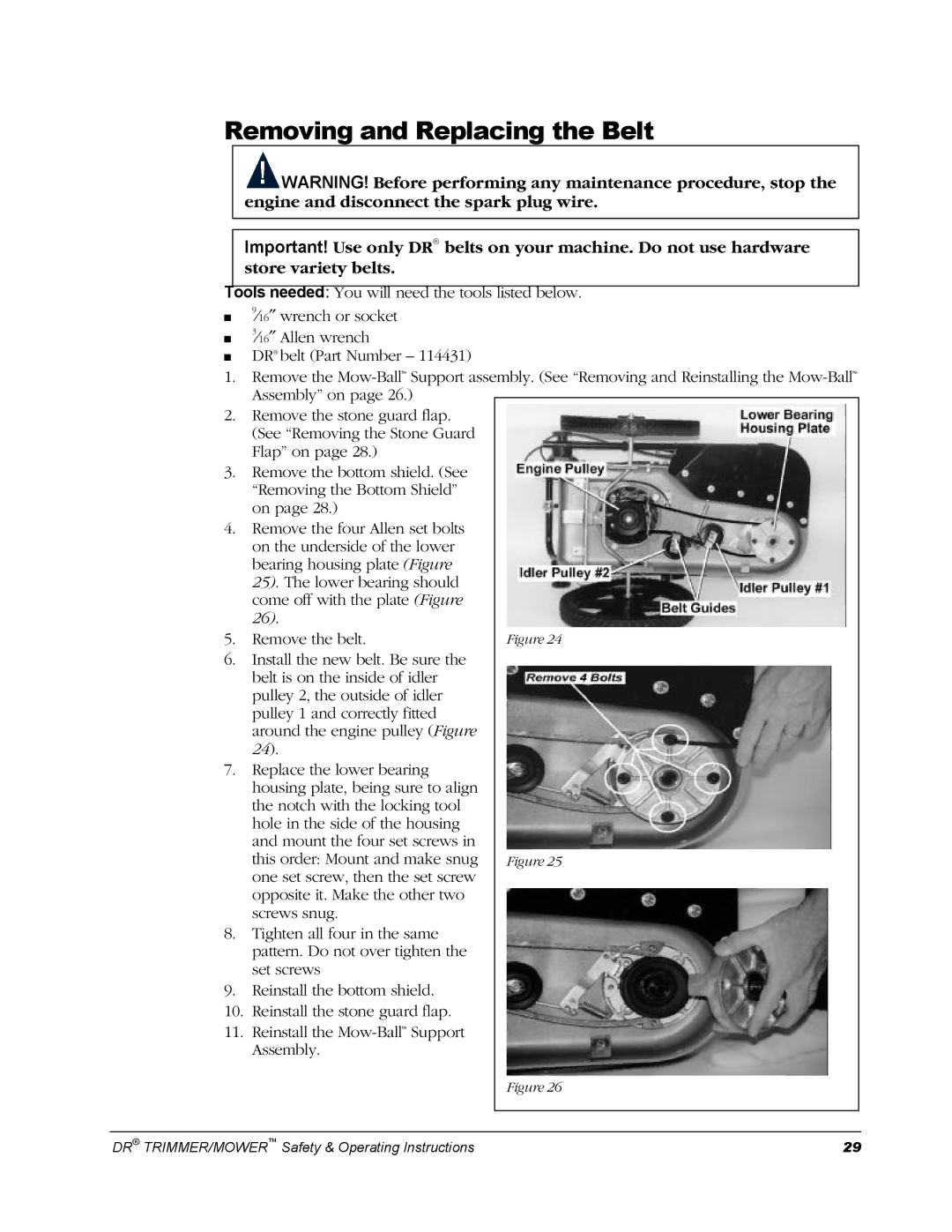 Country Home Products Men's Trimmer operating instructions Removing and Replacing the Belt 