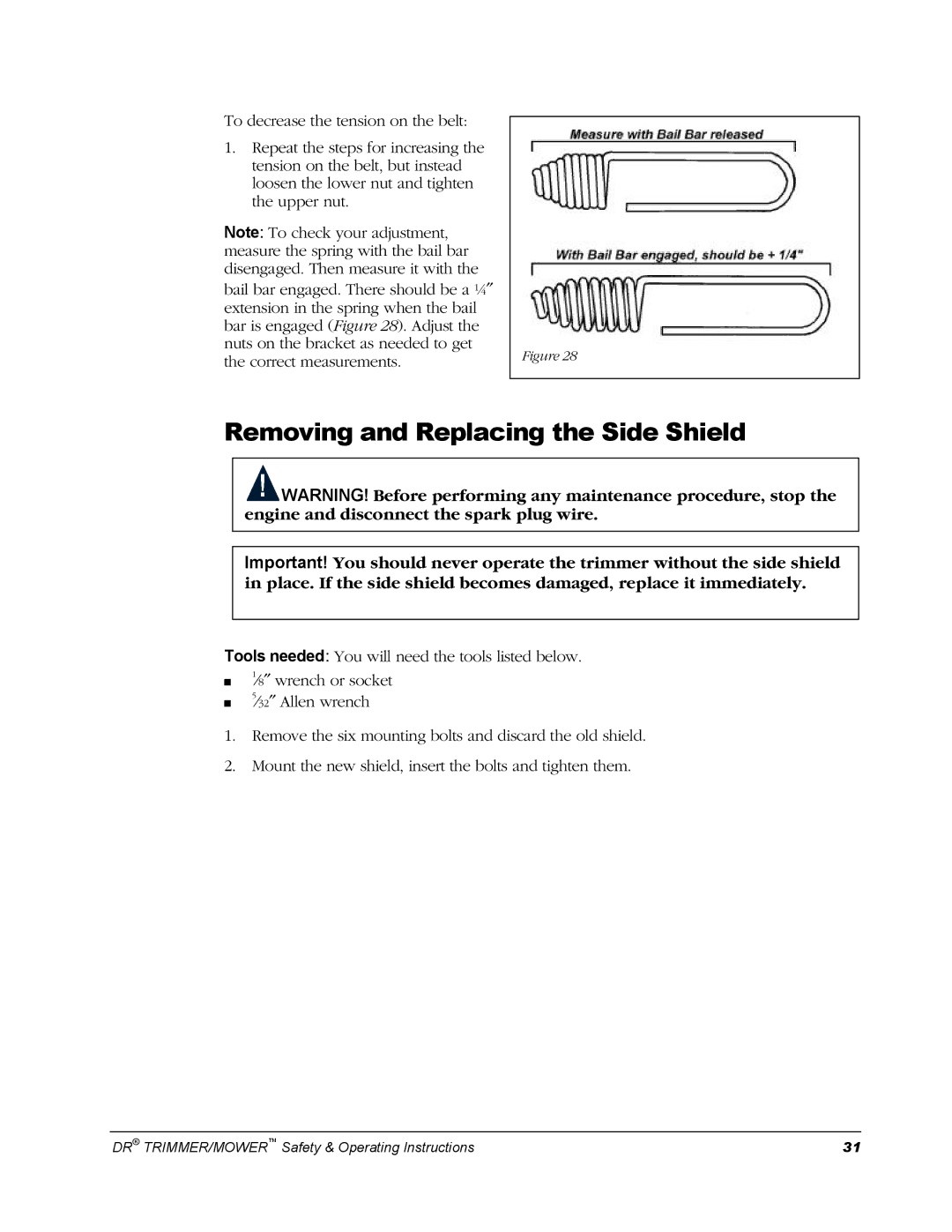 Country Home Products Men's Trimmer operating instructions Removing and Replacing the Side Shield 