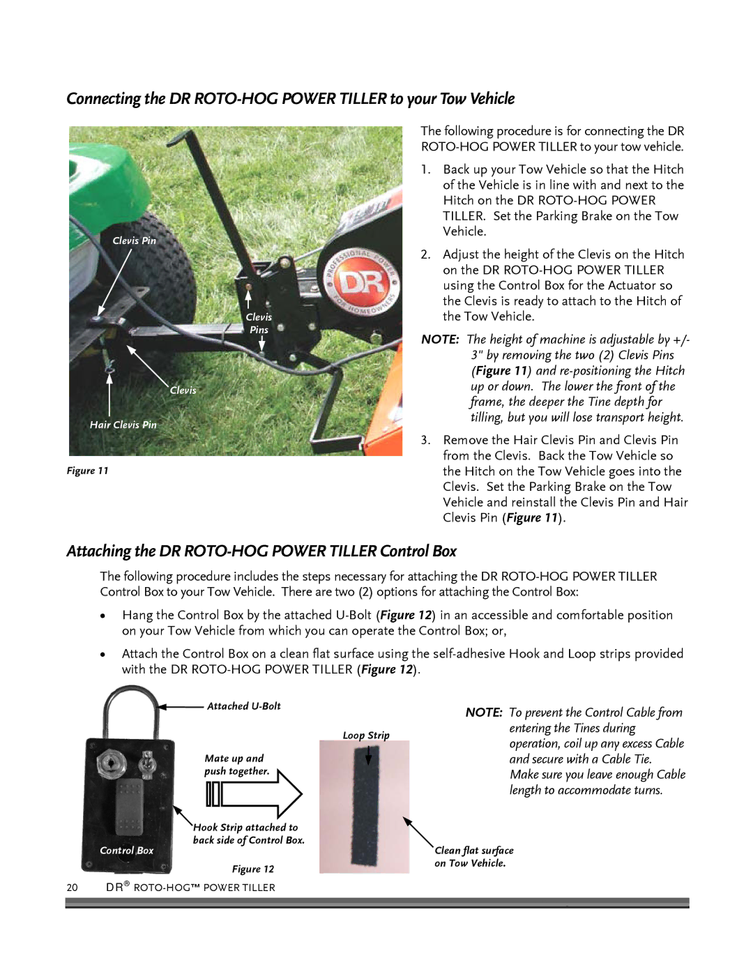 Country Home Products ROTO-HOGTM manual Connecting the DR ROTO-HOG Power Tiller to your Tow Vehicle 