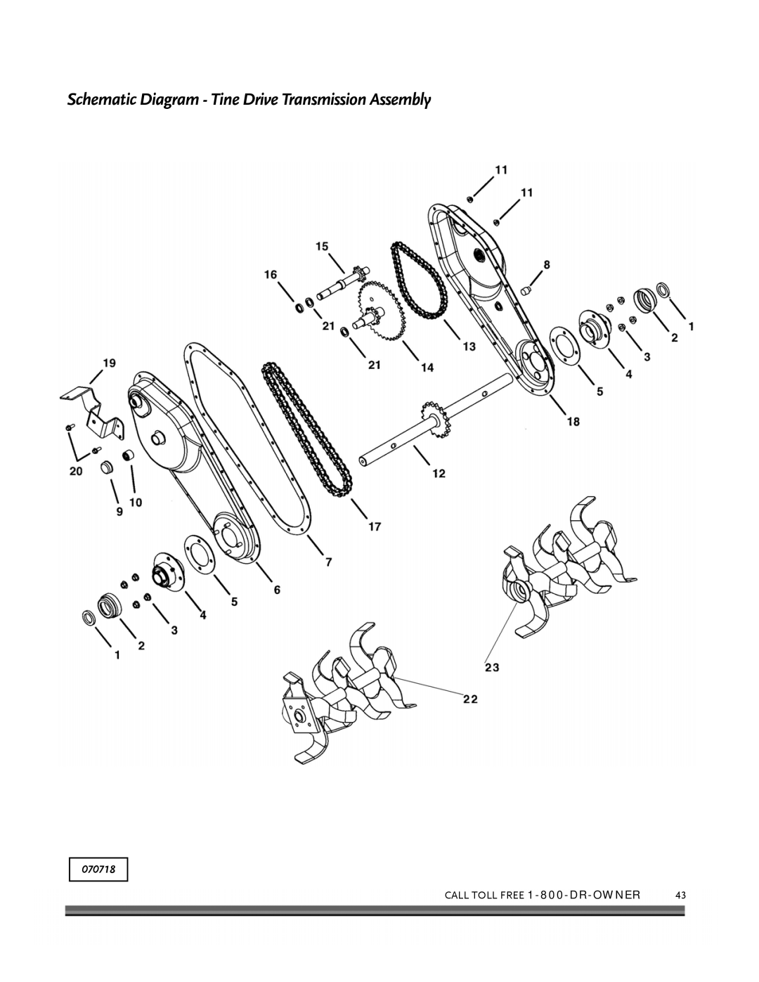 Country Home Products ROTO-HOGTM manual Schematic Diagram Tine Drive Transmission Assembly 