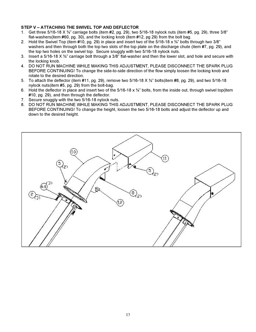 Country Home Products TLC18-CHP instruction manual Step V Attaching the Swivel TOP and Deflector 