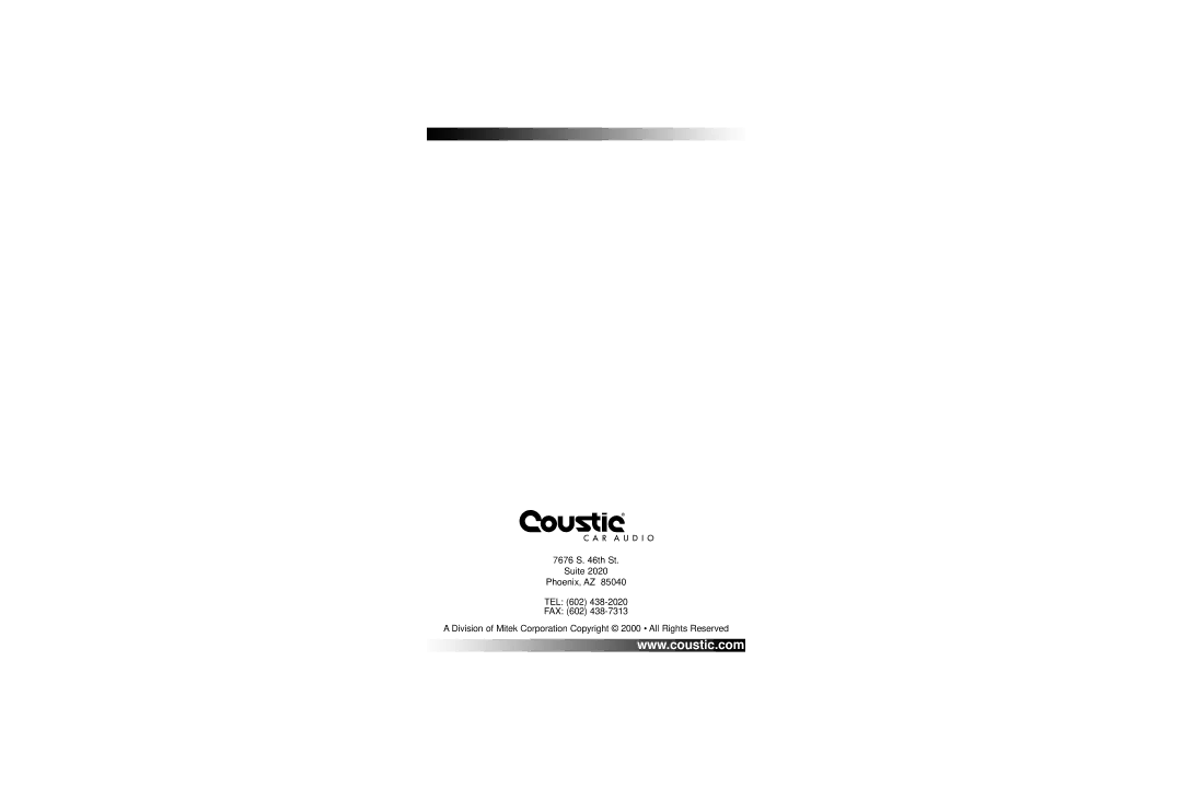 Coustic 160SE owner manual 