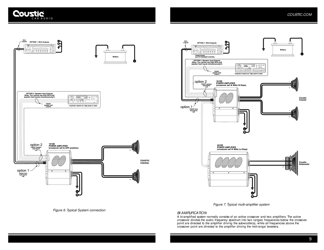 Coustic 161SE owner manual Bi-Amplification, Typical System connection 