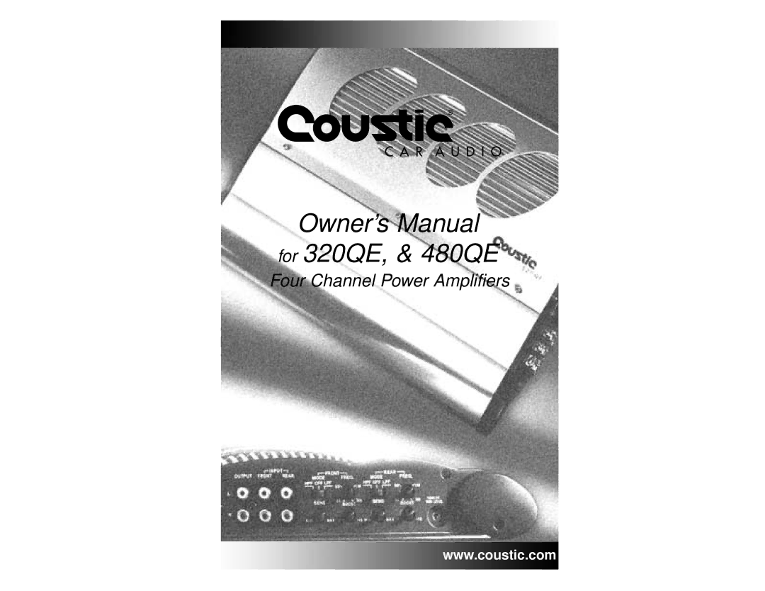 Coustic owner manual For 320QE, & 480QE 