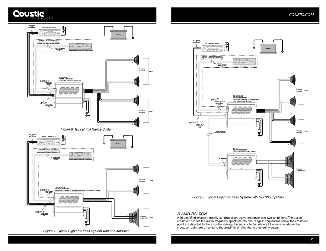 Coustic 481QE, 321QE owner manual Bi-Amplification, Coaxial 